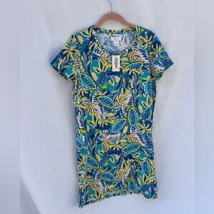 Stella Parker M t shirt pocket dress tropical cruisewear vacation cotton New